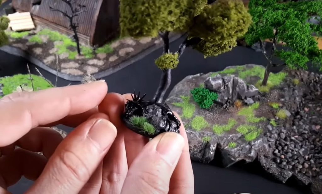 Step 19: Attach the Tree Trunk onto Your Diorama Base